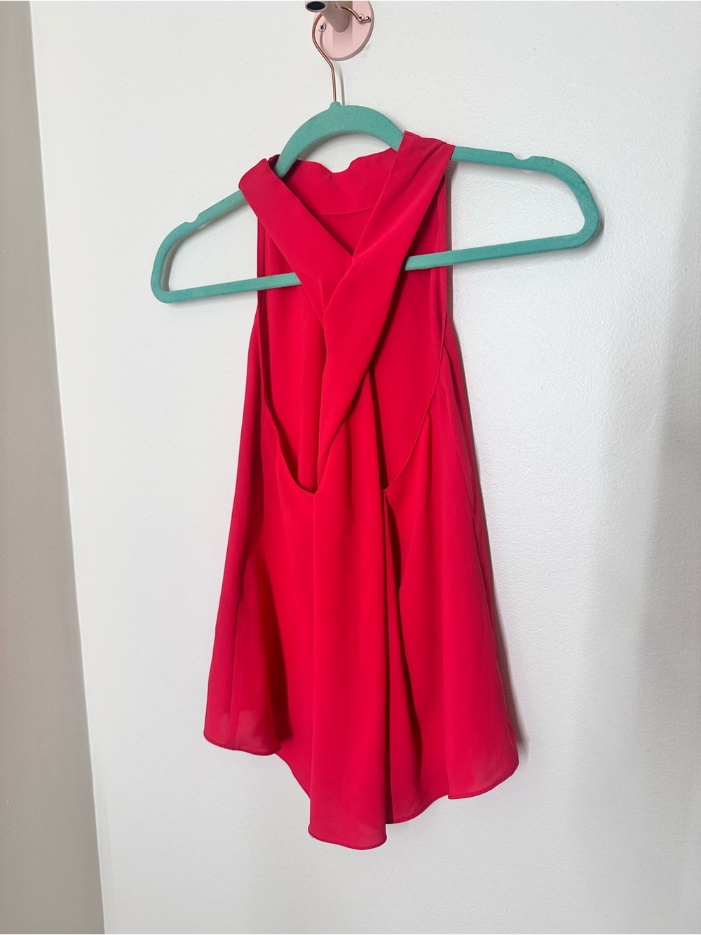 Zara Basic Collection Hot Pink Open Back Halter Swing Top Blouse - Size Small - Picture 4 of 5